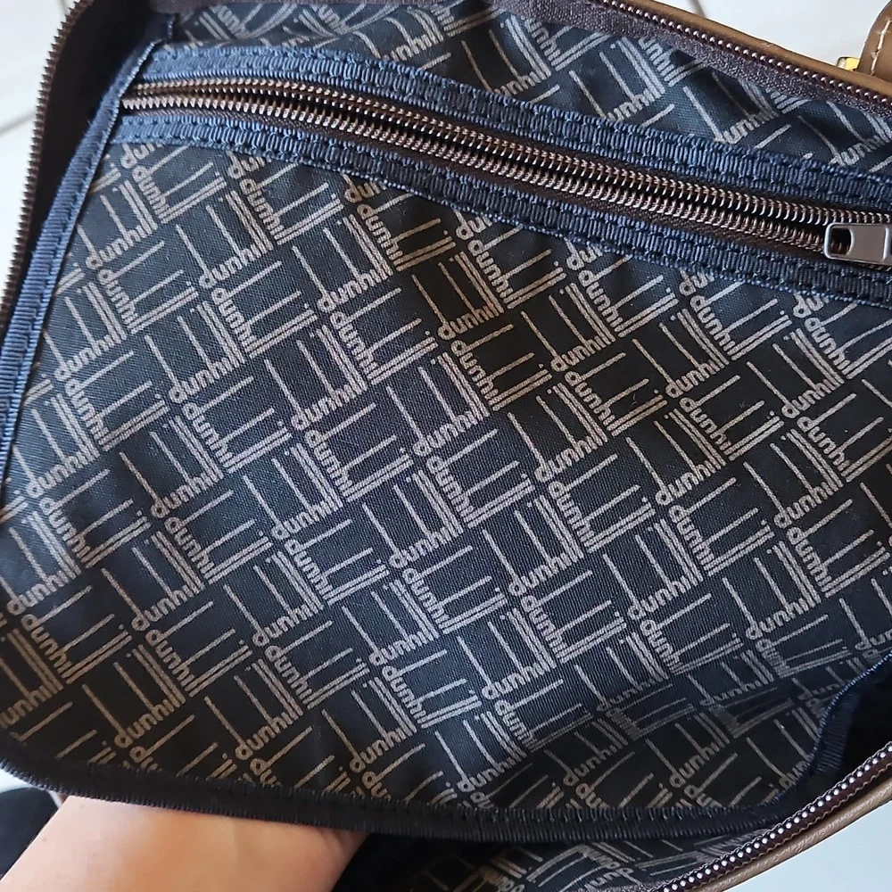 👀SALE💸 Dunhill Black and Brown Leather Travel Tote Duffel Bag